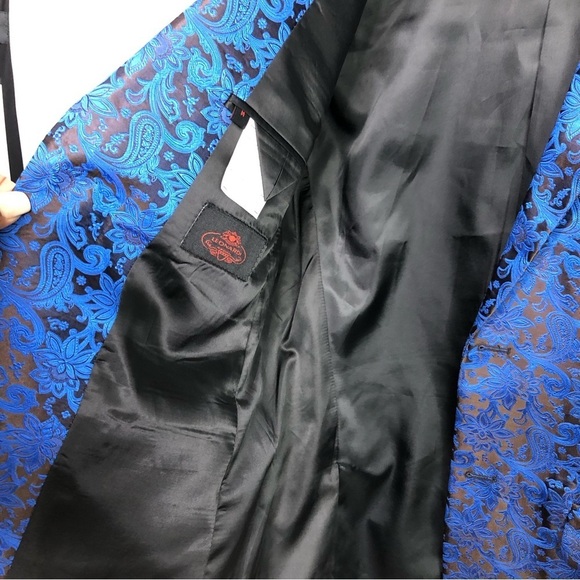 𝅺Leonardi Blue Jacquard paisley, print hand tailored blazer - Picture 4 of 13